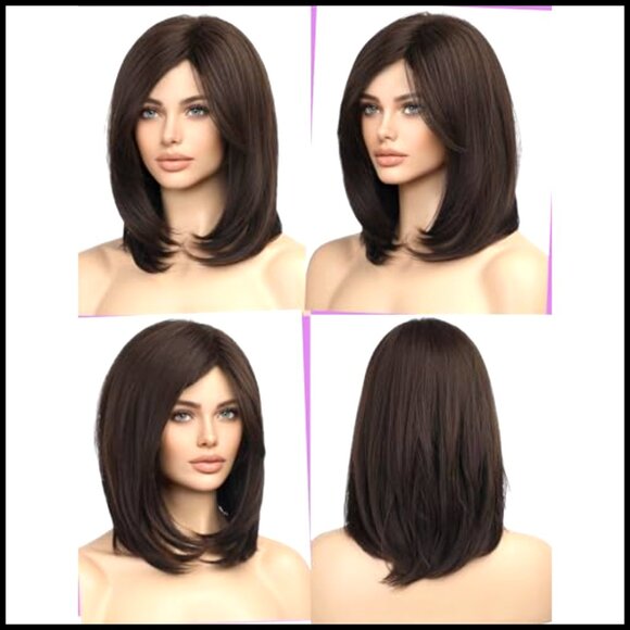 Shoulder Length Bob Wig Synthetic Heat Resistant Glueless Adjustable Cap main image 6